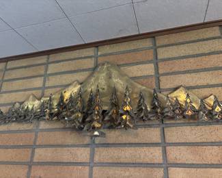 Brutalist Style Mountain Landscape Metal Wall Sculpture