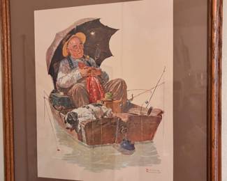 Framed & Matted Print "Gone Fishing" by Norman Rockwell
