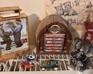 Normal Rockwell "The Plumbers" Ceramic Whiskey Decanter, Comedy Superstars Cassette Tape Box Set 