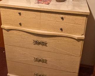 Mid Century Blond Finish Highboy Dresser