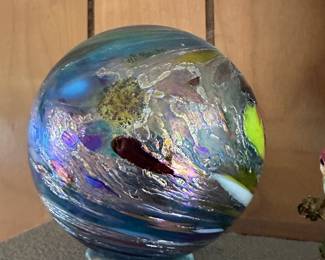 Glass Quest Mark Ellinger Signed Art Glass Iridescent Float