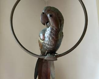 Sergio Bustamante Style Metal Parrot Sculpture