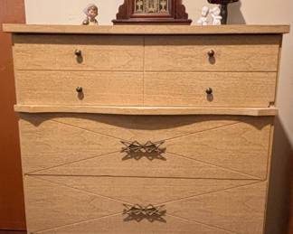 Mid Century Blond Finish Highboy Dresser