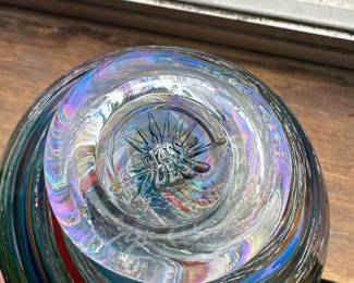 Glass Quest Mark Ellinger Signed Art Glass Iridescent Float