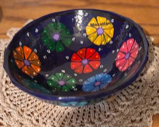 Hand-Painted Mexican Folk Art Salsa Bowl