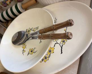 Marcrest China Company Yellow Floral Salad Plate & Matching Platter