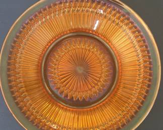 Imperial Glass Company "Sunset Orange" Carnival Glass Fine Ribbed Bowl