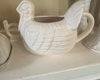 White Ceramic Turkey Pitcher/Gravy Boat