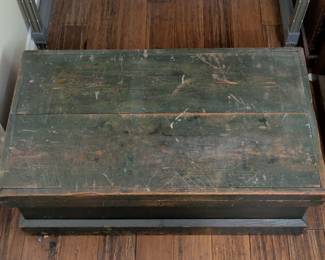 Antique Wooden Tool Chest with Assorted Hand Tools