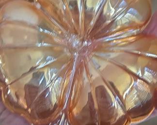 Carnival Glass "Marigold" Clover Shaped Relish Dish Set