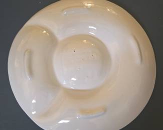 White Ceramic Appetizer Plate with Center Dip Bowl