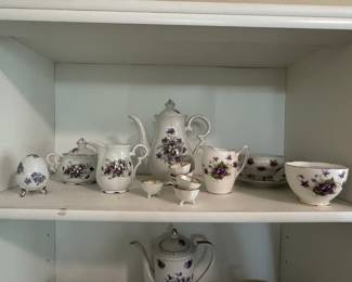 Saji Fancy China Tea Set with Violet Pattern