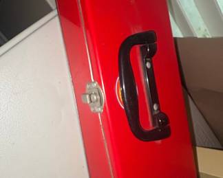 Vintage Red Metal Toolbox