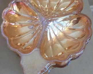Carnival Glass "Marigold" Clover Shaped Relish Dish Set