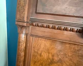 Antique Victorian Burled Walnut Full Size Bed Frame