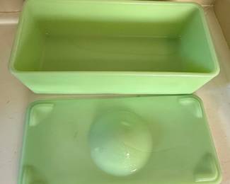 Vintage Fire-King Jadeite Loaf Pan with Lid