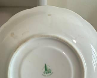 Chinese Porcelain Teacup and Saucer Set with Blue Floral Motif