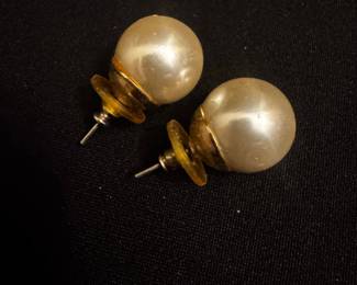 Faux Pearl and Gold-Tone Stud Earrings
