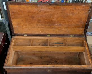 Antique Wooden Desk Box / Chest with Divided Interior