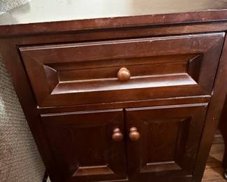 Dark Wood Nightstand with Drawer and Cabinet