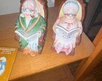 Vintage Lefton "Retirement Fund" Ceramic Piggy Bank Pair