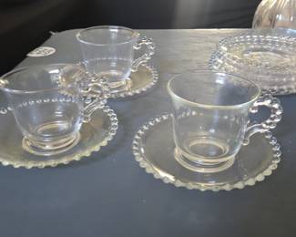 Imperial Glass Candlewick Clear Glass Teacup and Saucer Set