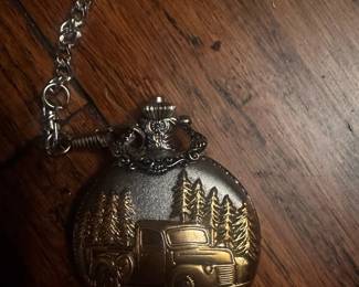 Milan Quartz Pocket Watch with Tractor Motif