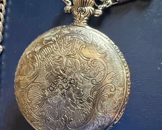 Milan Quartz Pocket Watch with Embossed Vintage Truck Design