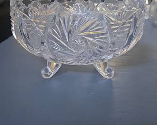 American Brilliant Period Cut Glass Footed Bowl