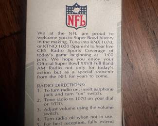 Super Bowl XXVII CBS Radio Sports AM/FM Radio - Playfone Systems