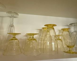 Hazel Atlas Florentine Yellow Footed Tumbler Set