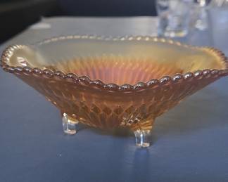 Imperial Marigold Carnival Glass "Shell & Sand" Pattern Footed Bowl