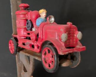 Hubley Cast Iron Fire Pumper Truck with Wall Mount