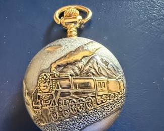Milan Quartz Pocket Watch with Train Motif