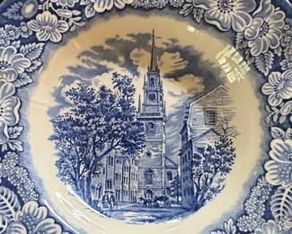 Liberty Blue "Old North Church" Ironstone Plates