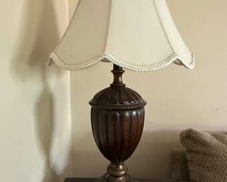 Regency Hill Traditional Urn Table Lamp with Fluted Wood Base and Bell Shade