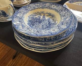 Liberty Blue "Old North Church" Ironstone Plates