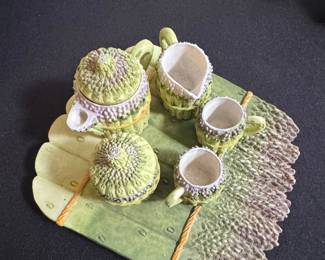 Miniature "Corn Cob" Tea Set with Tray