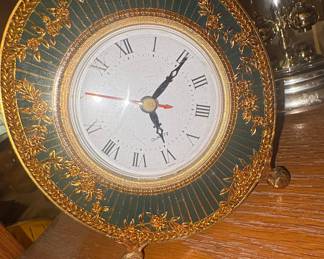 Ornate Gilt and Green Quartz Mantel Clock