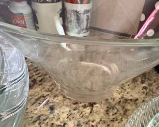 Large Clear Glass Punch Bowl