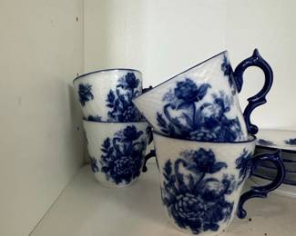 Blue and White Floral Porcelain Tea Set