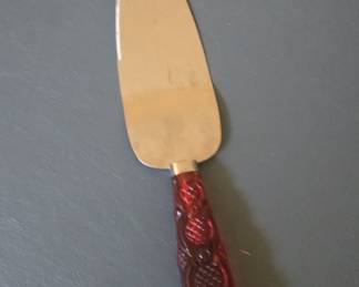Vintage Red Bakelite Cake Server - Avon Cape Cod Pattern
