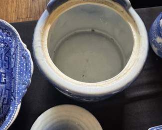 Blue Willow Pattern "SALT" Jar with Lid