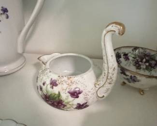 Lefton China Gold 50th Anniversary Tea Cup and Saucer Set with Lidded Trinket Box and Swan Creamer