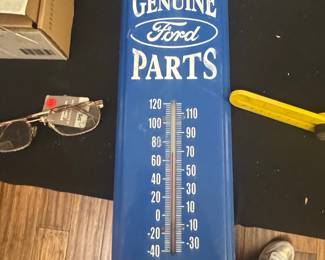 Vintage Ford Parts Embossed Metal Thermometer