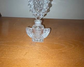 Victorian Crystal Perfume Bottle with Angel Wings