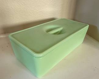 Vintage Jadeite Fire King Philbe Refrigerator Dish with Lid