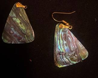 Abalone Shell Triangle Earrings with Gold-Tone Findings