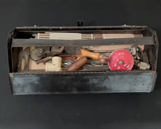 Vintage Metal Toolbox with Assorted Hand Tools - Possibly Craftsman or Kennedy