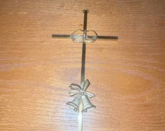 Vintage Wedding Rings and Bells Wall Cross